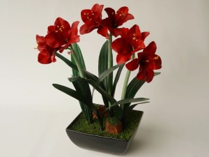 Czerwony sztuczny amarylis w doniczce 75cm [AZ02015]