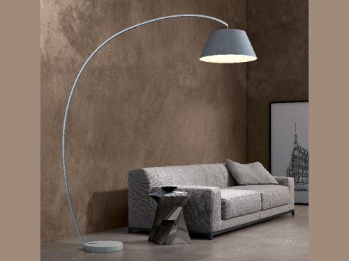 Srebrzysta lampa podłogowa ARCI z wysięgnikiem [AZ02487]