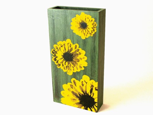 Zielony wazon drewniany TOURNESOL 36cm [003045]