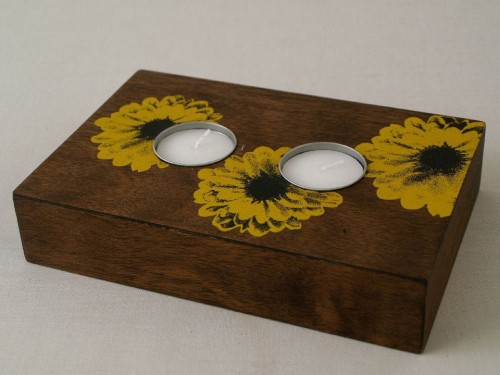 TOURNESOL T-light holder with flower 32cm [003356]