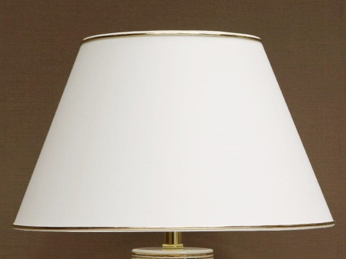 Off-white conical lampshade 40cm with golden rings [008702]