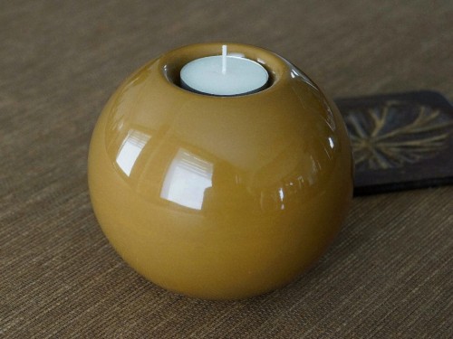 Brązowy świecznik ceramiczny 12cm [AZ02555]