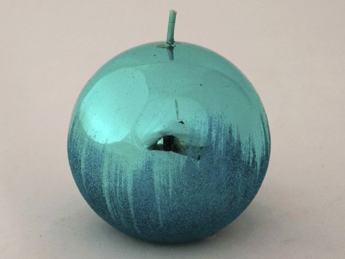 Turquoise metallic ball candle 10cm [007936]