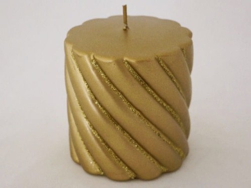 Gold twisted pillar candle 10cm [007889]