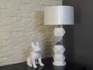 Lampa stołowa DIAMS srebrno biała 64cm [AZ02613] 