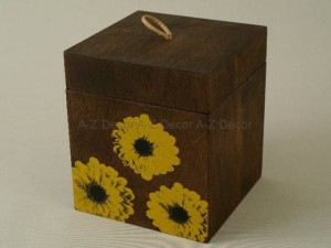 TOURNESOL wooden box with  sunflowers [003341]
