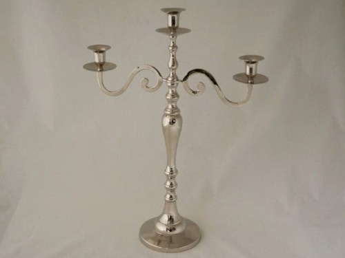 Potrójny niklowany świecznik metalowy 50cm [AZ02171]