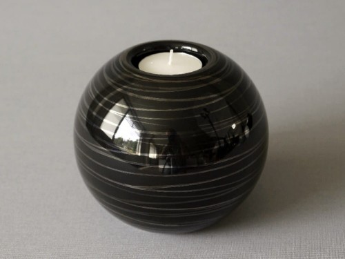 Black ball T-light holder 12x10cm [000261]