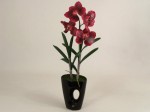 Bordowy sztuczny storczyk w czarnej doniczce 58cm [AZ01141]