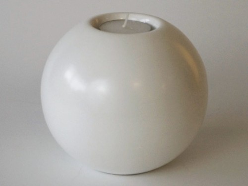 Matte white ceramic T-light holder 13cm [AZ02396]