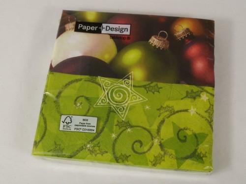 Papierowe serwetki ze świątecznymi bombkami [AZ01719]