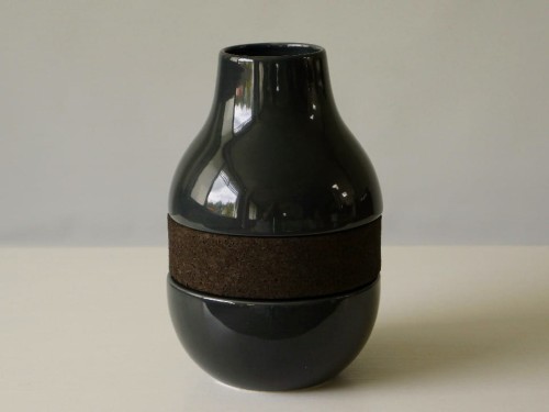 Glazurowany wazon ceramiczny z korkiem 21cm [000370]