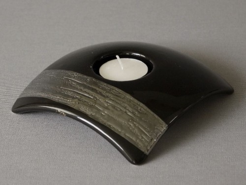 Czarny świecznik ceramiczny PURE 13cm [000252]