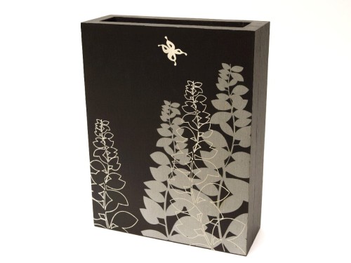 Czarny prostokątny wazon drewniany PRADO 33cm [002962]