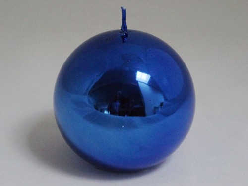 Blue metallic ball candle 9cm [005804]