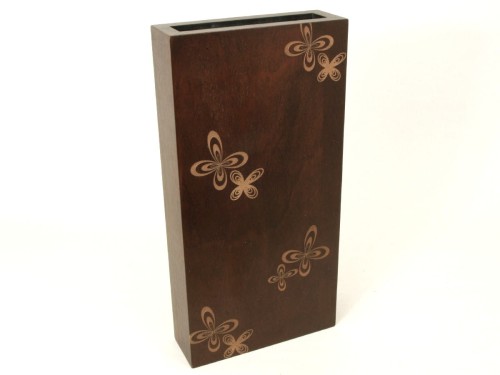 Duży dekorowany wazon drewniany ROSETTE 46cm [004048]