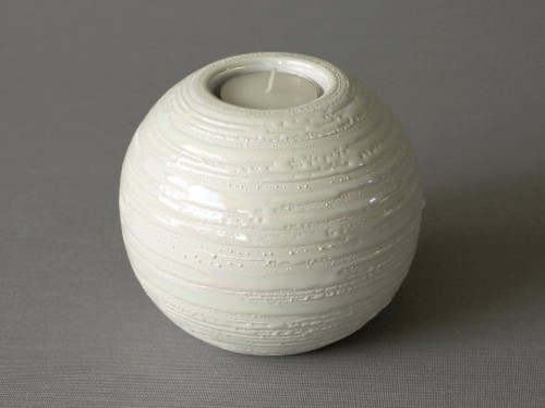 White ball T-light candle holder 12x10cm [000265]