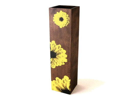 Kwadratowy wazon drewniany TOURNESOL 51cm [003370]