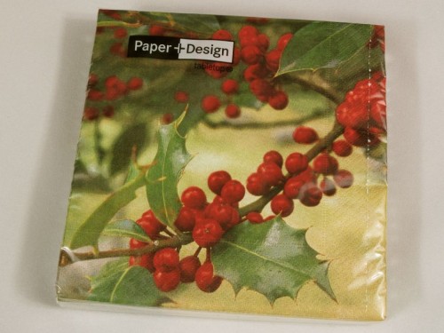 Serwetki świąteczne z ostrokrzewem [AZ01323]