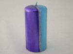 Dwukolorowa świeca walec metalizowana z brokatem 15cm [007981]