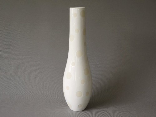 Kremowy wazon ceramiczny w kropki 45cm [AZ02541]