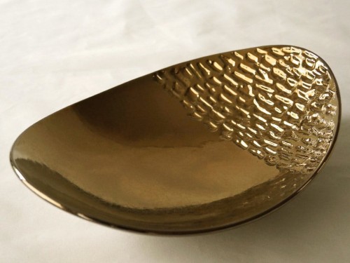 Cracked gold oval plate 32cm [005667]  