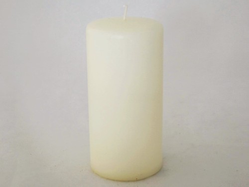 Off white velvet pillar candle 15cm [008011]