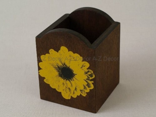 Pudełko drewniane TOURNESOL ze słonecznikiem 11cm [003350]