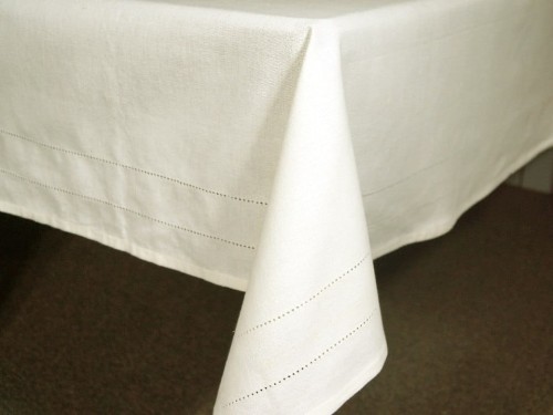 Duży biały bawełniany obrus z mereżką 150x300cm [AZ02129]