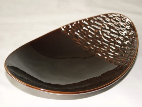 Patera owalna opalizujący brąz 32cm [005668] 